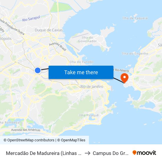 Mercadão De Madureira (Linhas Municipais) to Campus Do Gragoatá map