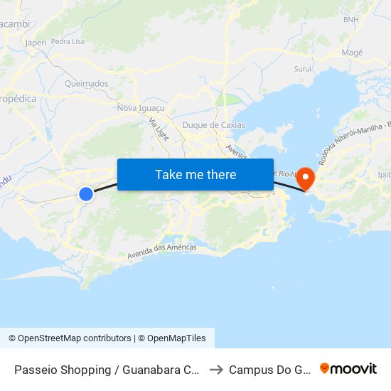 Passeio Shopping / Guanabara Campo Grande I to Campus Do Gragoatá map