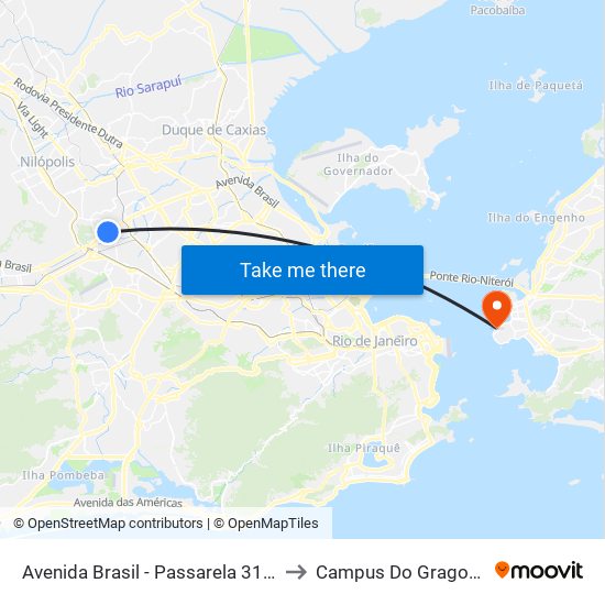 Avenida Brasil - Passarela 31 (1) to Campus Do Gragoatá map