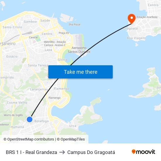 BRS 1 I - Real Grandeza to Campus Do Gragoatá map