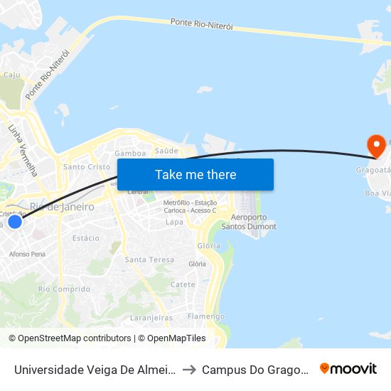 Universidade Veiga De Almeida to Campus Do Gragoatá map