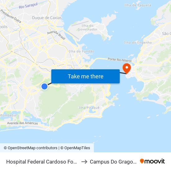 Hospital Federal Cardoso Fontes to Campus Do Gragoatá map