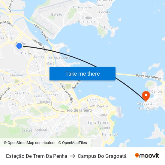 Estação De Trem Da Penha to Campus Do Gragoatá map