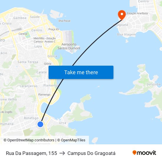 Rua Da Passagem, 155 to Campus Do Gragoatá map