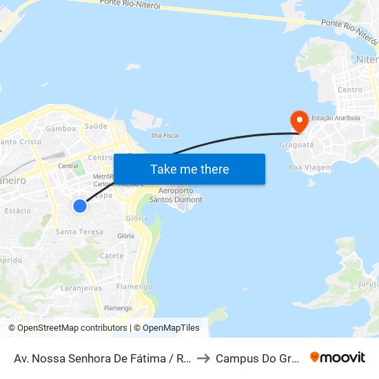 Av. Nossa Senhora De Fátima / R. Riachuelo to Campus Do Gragoatá map