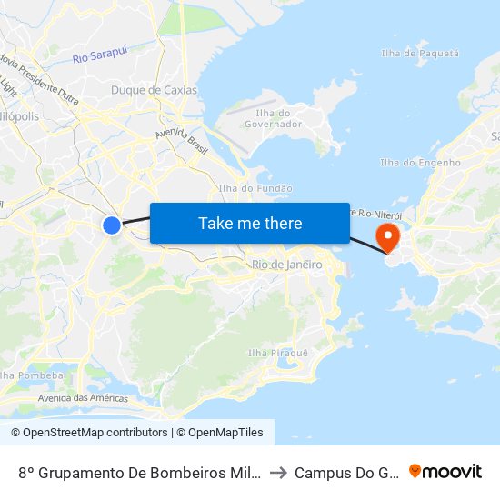 8º Grupamento De Bombeiros Militar - Campinho to Campus Do Gragoatá map