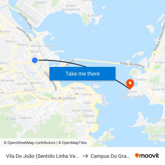 Vila Do João (Sentido Linha Vermelha) to Campus Do Gragoatá map