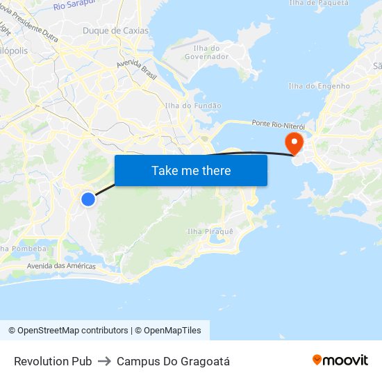 Revolution Pub to Campus Do Gragoatá map