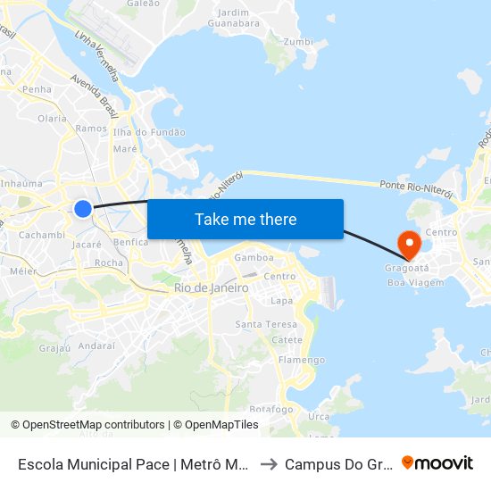 Escola Municipal Pace | Metrô Maria Da Graça to Campus Do Gragoatá map