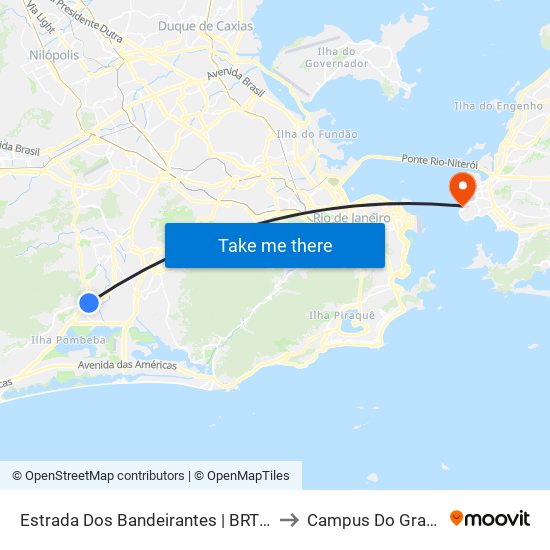 Estrada Dos Bandeirantes | BRT Curicica to Campus Do Gragoatá map
