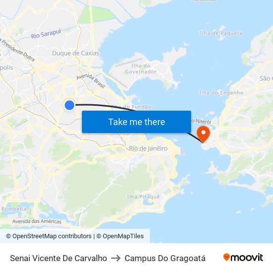 Senai Vicente De Carvalho to Campus Do Gragoatá map