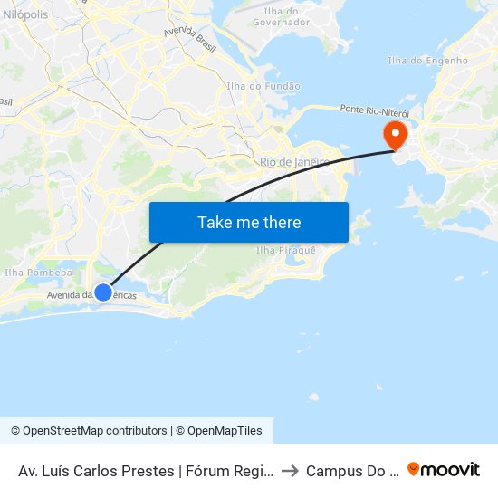 Av. Luís Carlos Prestes | Fórum Regional Da Barra Da Tijuca to Campus Do Gragoatá map