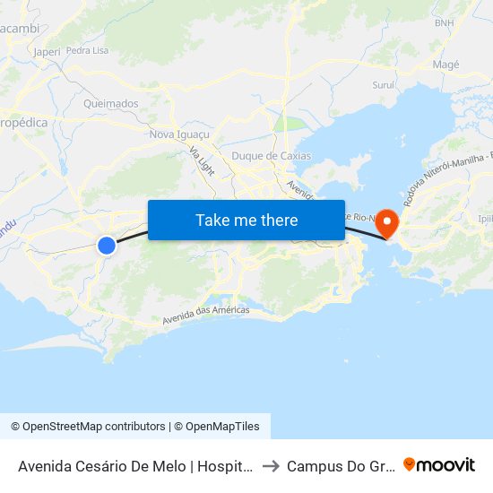 Avenida Cesário De Melo | Hospital Rocha Faria to Campus Do Gragoatá map
