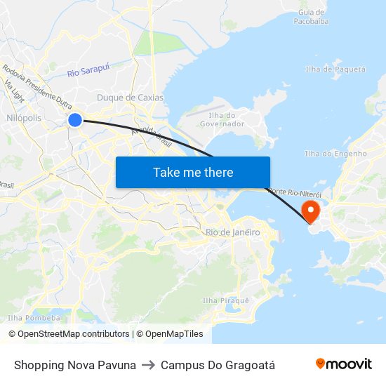 Shopping Nova Pavuna to Campus Do Gragoatá map