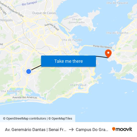 Av. Geremário Dantas | Senai Freguesia to Campus Do Gragoatá map