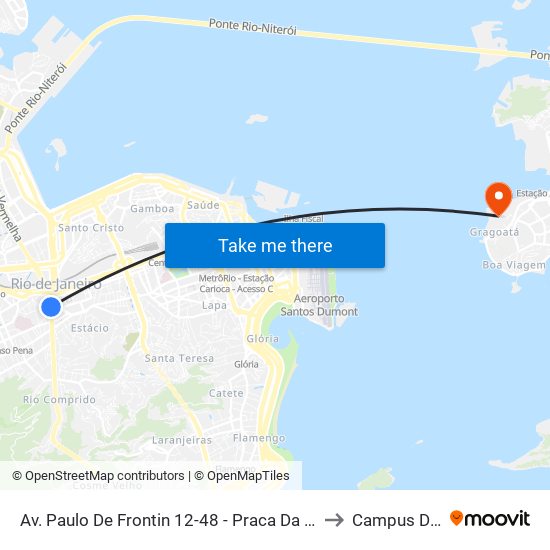 Av. Paulo De Frontin 12-48 - Praca Da Bandeira Rio De Janeiro - Rj Brasil to Campus Do Gragoatá map