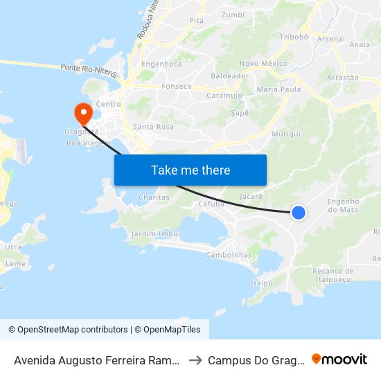 Avenida Augusto Ferreira Ramos 102 to Campus Do Gragoatá map