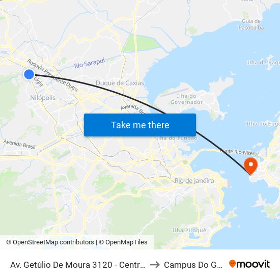 Av. Getúlio De Moura 3120 - Centro Nova Iguaçu to Campus Do Gragoatá map