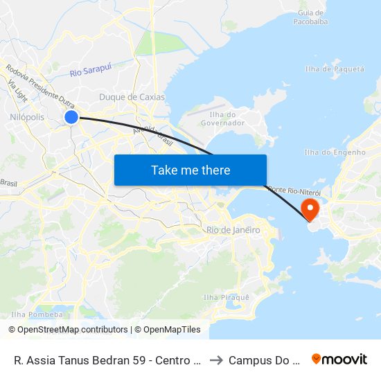 R. Assia Tanus Bedran 59 - Centro São João De Meriti to Campus Do Gragoatá map