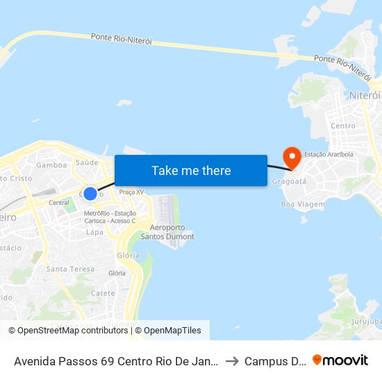 Avenida Passos 69 Centro Rio De Janeiro - Rio De Janeiro 20051 Brasil to Campus Do Gragoatá map