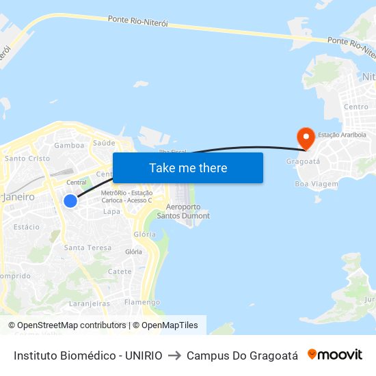 Instituto Biomédico - UNIRIO to Campus Do Gragoatá map