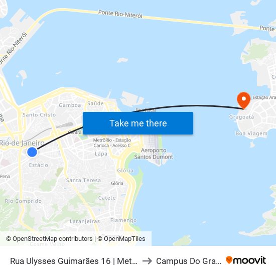 Rua Ulysses Guimarães 16 | Metrô Estácio to Campus Do Gragoatá map