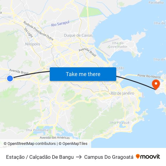 Estação / Calçadão De Bangu to Campus Do Gragoatá map