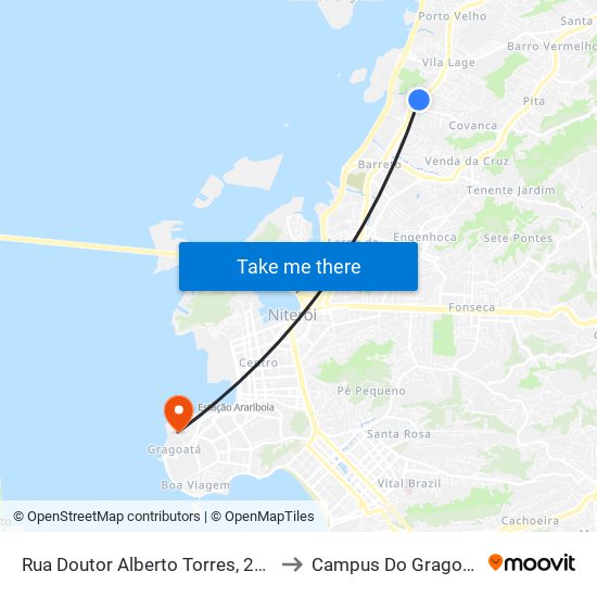 Rua Doutor Alberto Torres, 2050 to Campus Do Gragoatá map