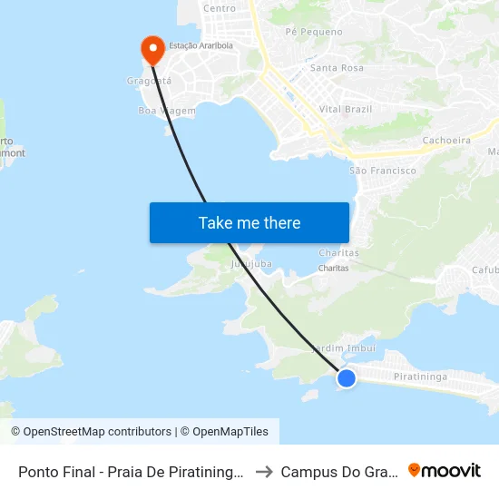 Ponto Final - Praia De Piratininga (1910d) to Campus Do Gragoatá map