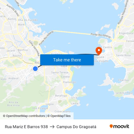 Rua Mariz E Barros 938 to Campus Do Gragoatá map