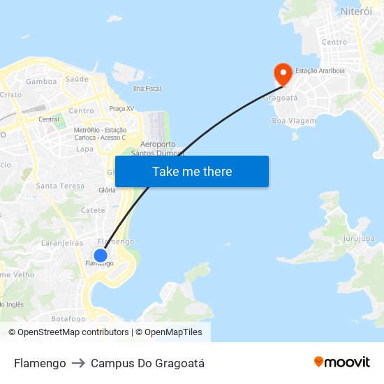 Flamengo to Campus Do Gragoatá map