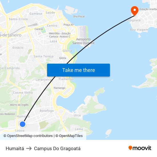 Humaitá to Campus Do Gragoatá map