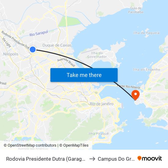 Rodovia Presidente Dutra (Garagem Da Flores) to Campus Do Gragoatá map