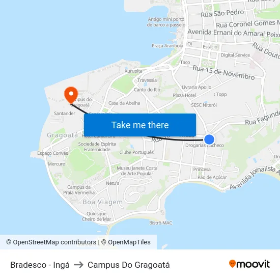 Bradesco - Ingá to Campus Do Gragoatá map