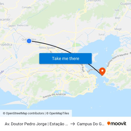 Av. Doutor Pedro Jorge | Estação De Queimados to Campus Do Gragoatá map