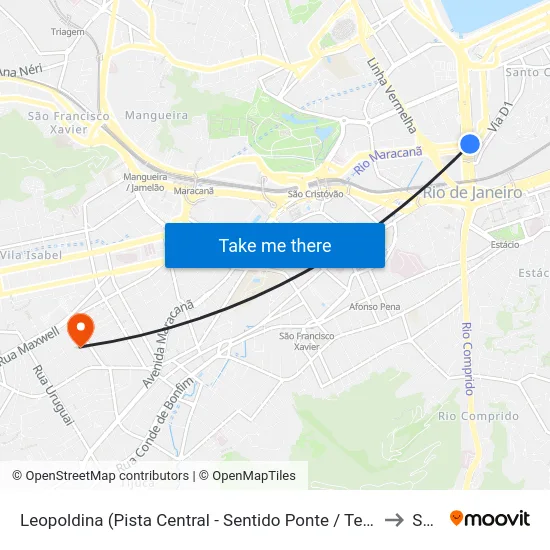 Leopoldina (Pista Central - Sentido Ponte / Term. Gentileza / São Cristóvão) to Samci map