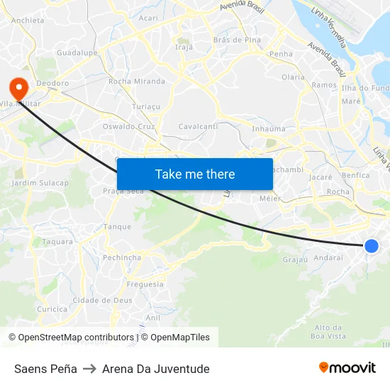 Saens Peña to Arena Da Juventude map