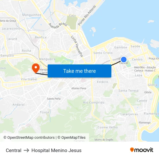 Central to Hospital Menino Jesus map