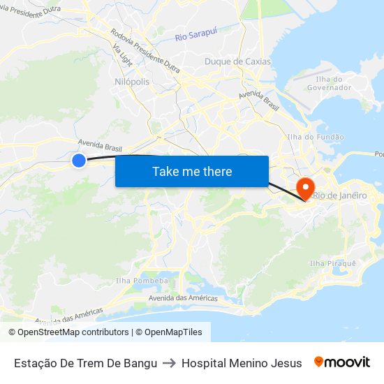 Estação De Trem De Bangu to Hospital Menino Jesus map