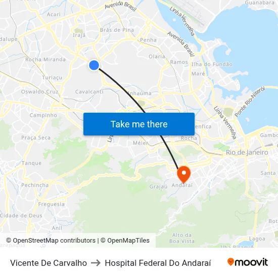 Vicente De Carvalho to Hospital Federal Do Andaraí map