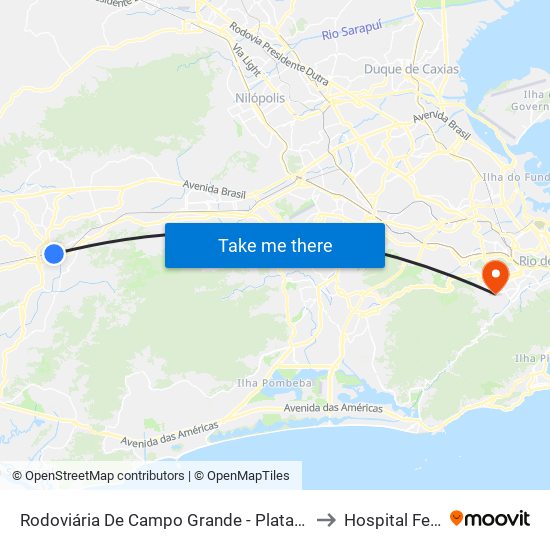 Rodoviária De Campo Grande - Plataforma D (Campo Grande E Jabour - Executivo) to Hospital Federal Do Andaraí map