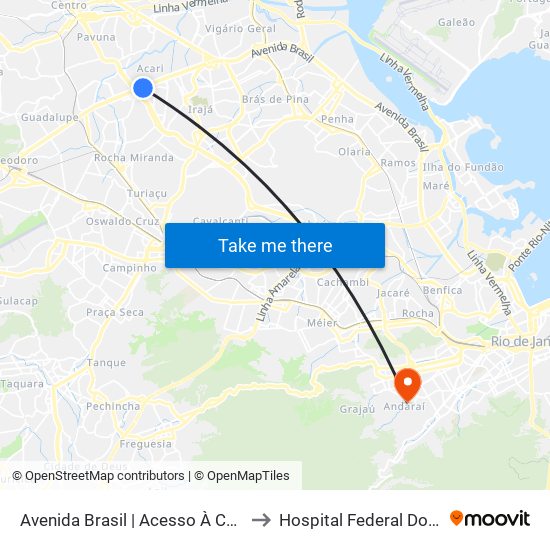 Avenida Brasil | Acesso À Coelho Neto to Hospital Federal Do Andaraí map