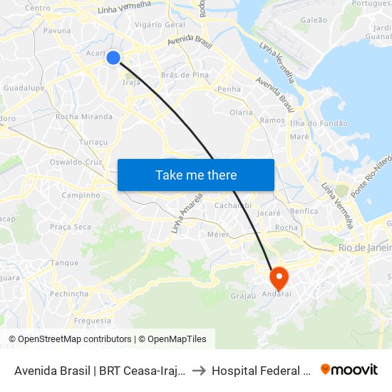 Avenida Brasil | BRT Ceasa-Irajá (Gata De Irajá) to Hospital Federal Do Andaraí map