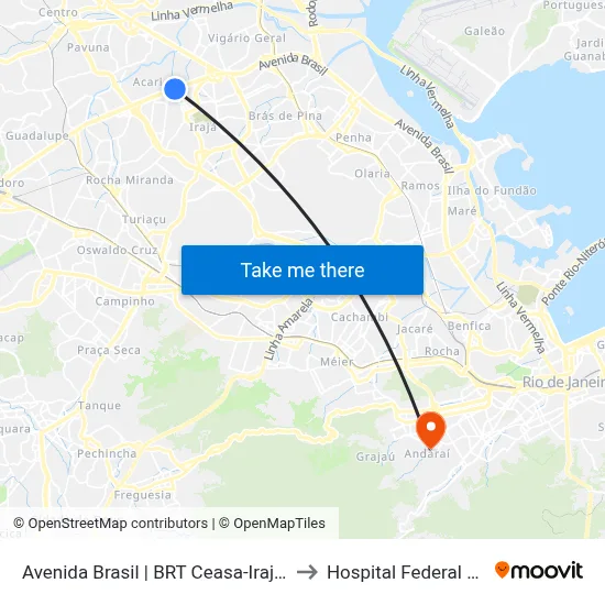 Avenida Brasil | BRT Ceasa-Irajá (Gata De Irajá) to Hospital Federal Do Andaraí map