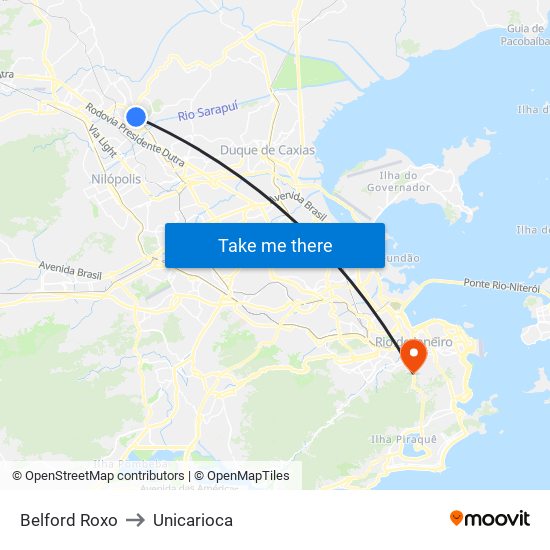 Belford Roxo to Unicarioca map