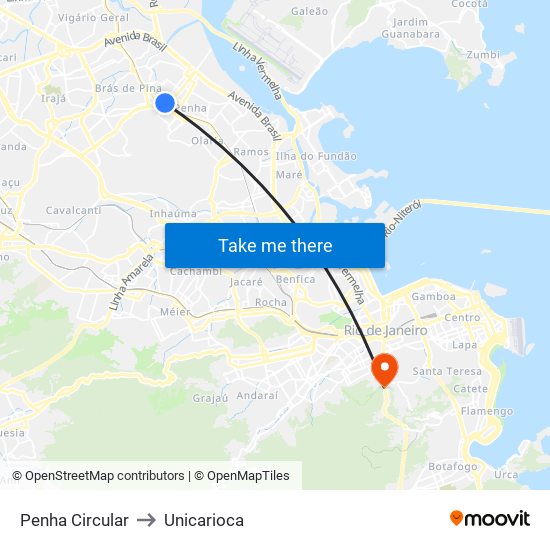 Penha Circular to Unicarioca map