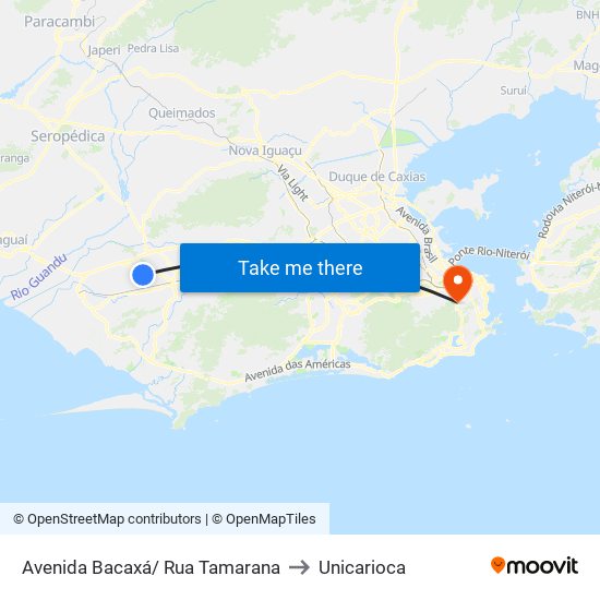 Avenida Bacaxá/ Rua Tamarana to Unicarioca map