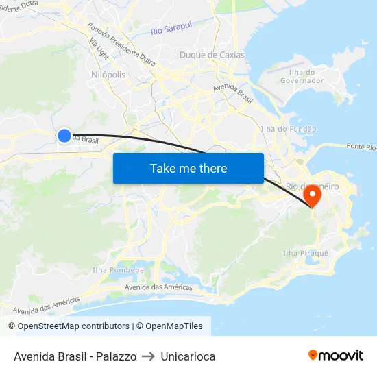 Avenida Brasil - Palazzo to Unicarioca map