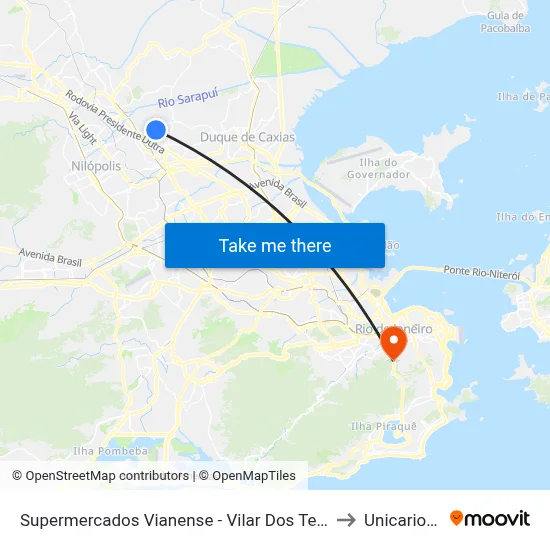 Supermercados Vianense - Vilar Dos Teles to Unicarioca map
