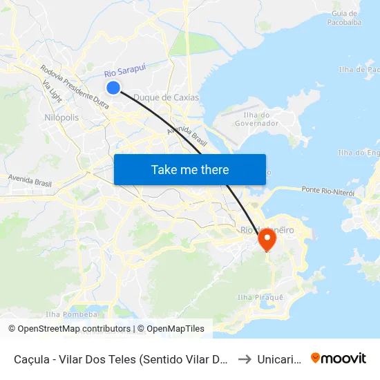Caçula - Vilar Dos Teles (Sentido Vilar Dos Teles) to Unicarioca map